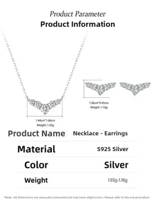 Detailed specs of S925 sterling silver dolphin tail necklace and earrings jewelry set