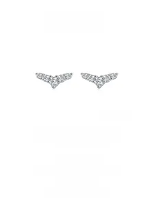Detailed view of S925 sterling silver V-shape stud earrings with pavé set zircon stones