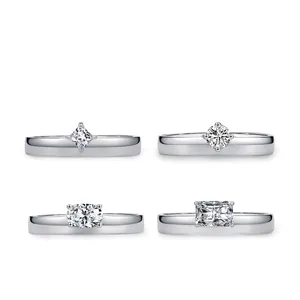 S925 Sterling Silver Geometric Zirconia Ring Minimalist Square Round Oval Radiant Cut Wedding Engagement Finger Ring For Women Jewelry
