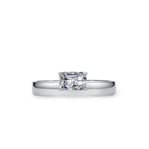 Elegant 925 sterling silver ring with a large rectangular zircon stone in a 4-prong setting
