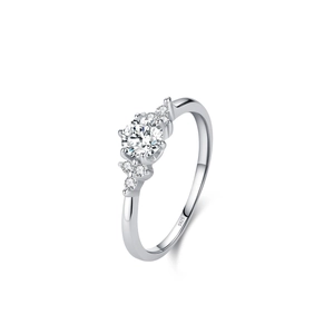 925 sterling silver geometric engagement ring with round cubic zirconia main stone