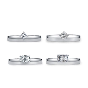 S925 sterling silver rings with four diamond cuts: square, round, oval, and rectangle