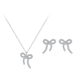 Parure élégante en argent 925 avec nœuds et oxydes de zirconium scintillants