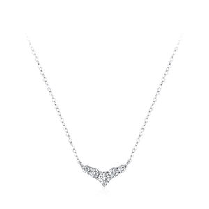 Elegant S925 sterling silver V-shape necklace with brilliant crystal dolphin tail pendant