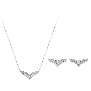 Elegant S925 sterling silver dolphin tail jewelry set with necklace and stud earrings