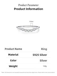 Bague en argent S925 avec détails de diamants de 0,12 cm et conception légère de 1,24g