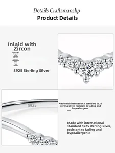 Close-up of S925 sterling silver ring showing the inner hallmark and 5A zircon inlay