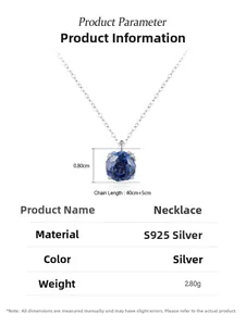 Spécifications de taille du collier vintage en argent S925 avec pendentif pierre bleue