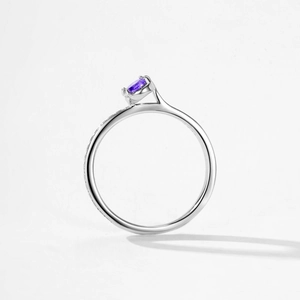 Elegant S925 silver ring featuring a purple oval gemstone on a clean white background