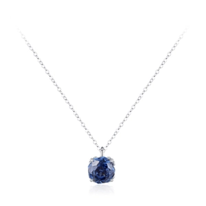 Collier élégant en argent 925 avec pendentif pierre bleue facettée au design octogonal