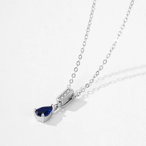 Collana in argento S925 con ciondolo a goccia in pietra preziosa blu taglio a pera
