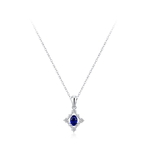 Collier en argent sterling S925 avec pendentif étoile en saphir bleu vintage sur blanc