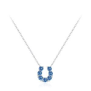 Collana a ferro di cavallo in argento S925 con sette zirconi blu a taglio tondo