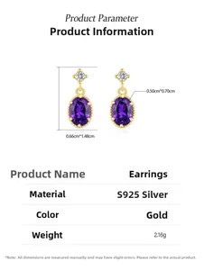 Spécifications de taille et de poids pour les boucles d'oreilles ovales en argent S925