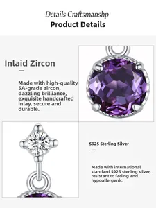 Macro shot of 5A violet zircon and S925 sterling silver prong setting craftsmanship