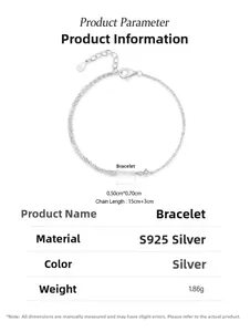 Detail of S925 silver bracelet featuring a yellow rectangle zircon and adjustable chain