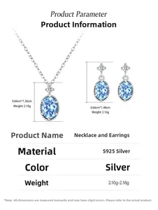 Spécifications détaillées de la parure de bijoux Ocean Heart en argent S925