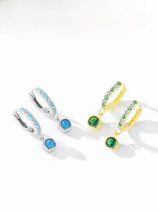 Detailed view of S925 sterling silver stamp on vintage turquoise drop earrings