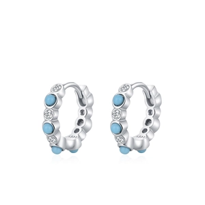 Élégantes créoles en argent sterling S925 avec turquoise et accents de zircon brillant