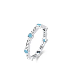 Exquisites S925 Sterlingsilber Türkis Ring Mit Zirkonia Für Damen Eleganter Boho Stil Eingelegter Edelstein Ring Mode Schmuck