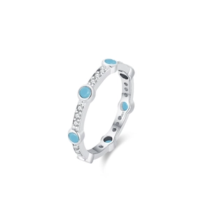 Exquisiter S925 Sterlingsilber Ring mit Türkisperlen und funkelnden weißen Zirkonia