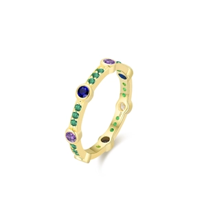 925 silver vintage multicolor zircon ring with gold plating and sparkling gemstones