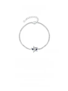 Detailed view of S925 sterling silver star charm with blue and clear zircon stones