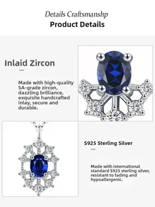 Detailed macro view of S925 sterling silver sunflower pendant with 5A blue zircon stone