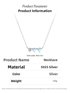 Détails du collier en argent S925 avec chaîne de 40+5cm et pendentif pierre de lune