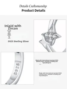 Makroansicht der S925 Sterling Silber Ohrringe mit funkelndem 5A Zirkon Stern Detail
