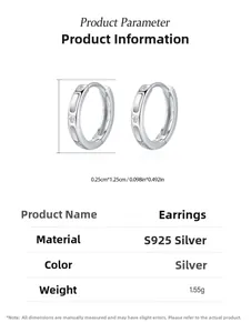 Detaillierte Produktparameter von S925 Sterlingsilber Creolen mit Zirkonia Besatz