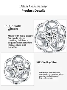 Detailed view of S925 sterling silver flower earring with 5A grade zircon stone