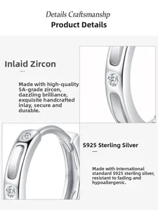 Makro-Detail von S925 Sterlingsilber Ohrring mit handbesetzten 5A Zirkonia-Steinen
