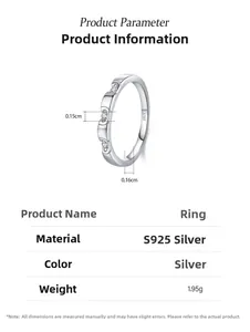 Detail view of S925 sterling silver ring showing the S925 hallmark and 1.95g weight