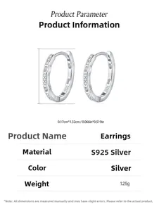 Detailed specs of wavy S925 silver hoop earrings with cubic zirconia inlay details