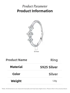 Détails de la bague étoile en argent 925 avec anneau de 0,11cm et poids de 1,30g