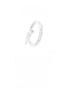 Macro shot of 925 sterling silver bird ring showing detailed feather texture and S925 hallmark