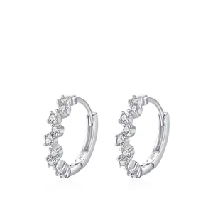 S925 Sterling Silver Sparkling Zirconia Hoop Earrings For Women Minimalist Wave Design Cold Style Small Huggie Earrings Jewelry