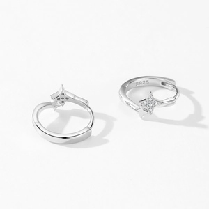 S925 Sterling Silber Creolen mit funkelnden Zirkonia-Vierzacksternen für Damen