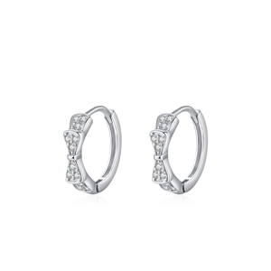 Elegant S925 sterling silver bow hoop earrings with sparkling cubic zirconia crystals