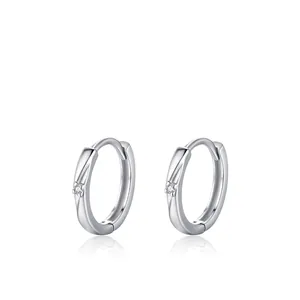 Orecchini a Cerchio Mobius in Argento Sterling 925 Donna Minimalisti Geometrici con Zirconia Intarsiata Gioielli di Moda