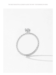 Detailansicht des S925 Sterlingsilber Blasenrings mit vierzackigem runden Zirkonia