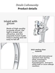Detailed macro view of S925 sterling silver heart ring with sparkling 5A cubic zirconia stone