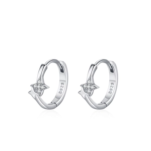 Elegante S925 Sterlingsilber Stern-Creolen mit schimmernden Zirkonia-Steinen für Frauen