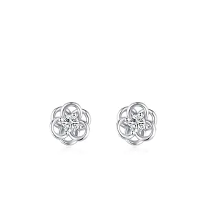 S925 Sterling Silver Hollow Flower Stud Earrings With Sparkling Zirconia Minimalist Sweet Floral Ear Studs For Women Jewelry
