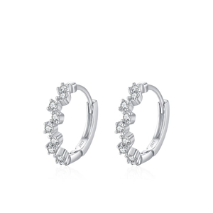 Sparkling S925 sterling silver hoop earrings with wavy design and cubic zirconia pavé