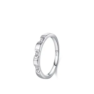 Minimalist S925 Sterling Silver Geometric Ring For Women Elegant Zirconia Inlaid Polished Band Fashion Jewelry Finger Ring
