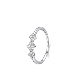 Bague En Argent Sterling 925 Pour Femmes Étoile De Fleur De Zircon Étincelante Style Coréen Minimaliste Élégant
