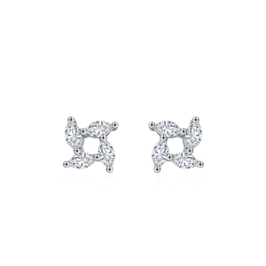 Exquisite S925 sterling silver windmill studs with marquise-cut marquise-cut cubic zirconia