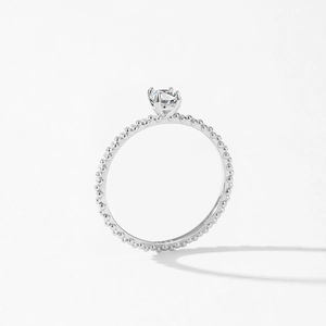 Sparkling S925 sterling silver solitaire ring with beaded band and round brilliant cubic zirconia